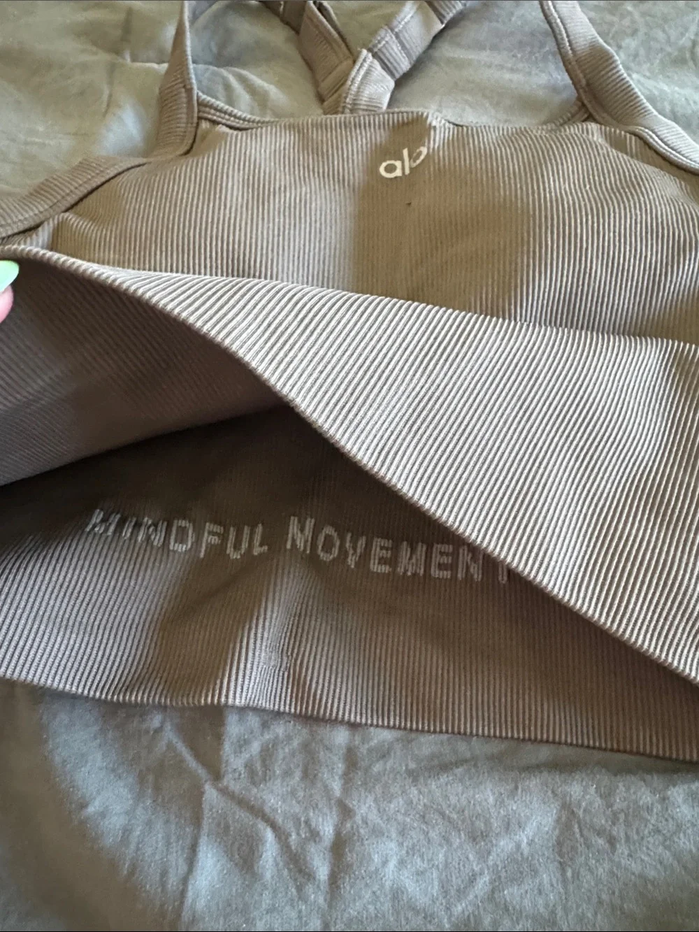 ALO Yoga Seamless Ribbed Favorite Bra - Taupe Beige